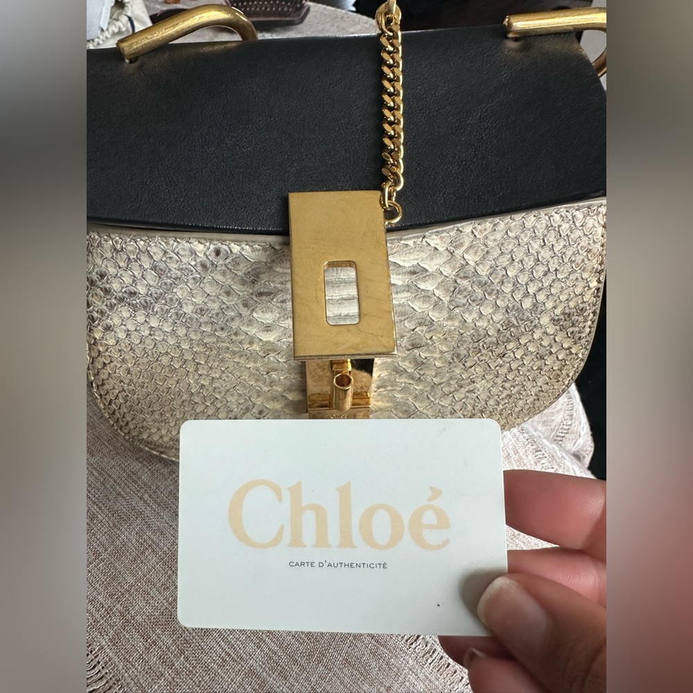 Chloe Mini Drew Crossbody - Black Python Embossed - image 2